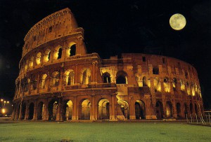 Colosseum under the moon- Rome